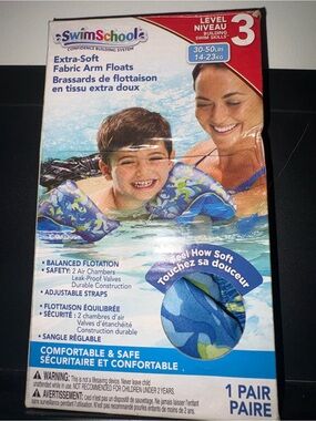 SwimSchool Kids Extra-Soft Fabric Arm Floats - Blue Camo (Level 3) 30-50 lbs